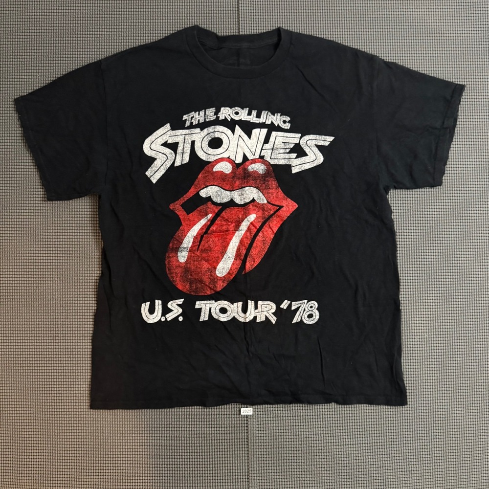 Rolling Stones US Tour 78 Modern Reprint Black Graphic T-Shirt Large